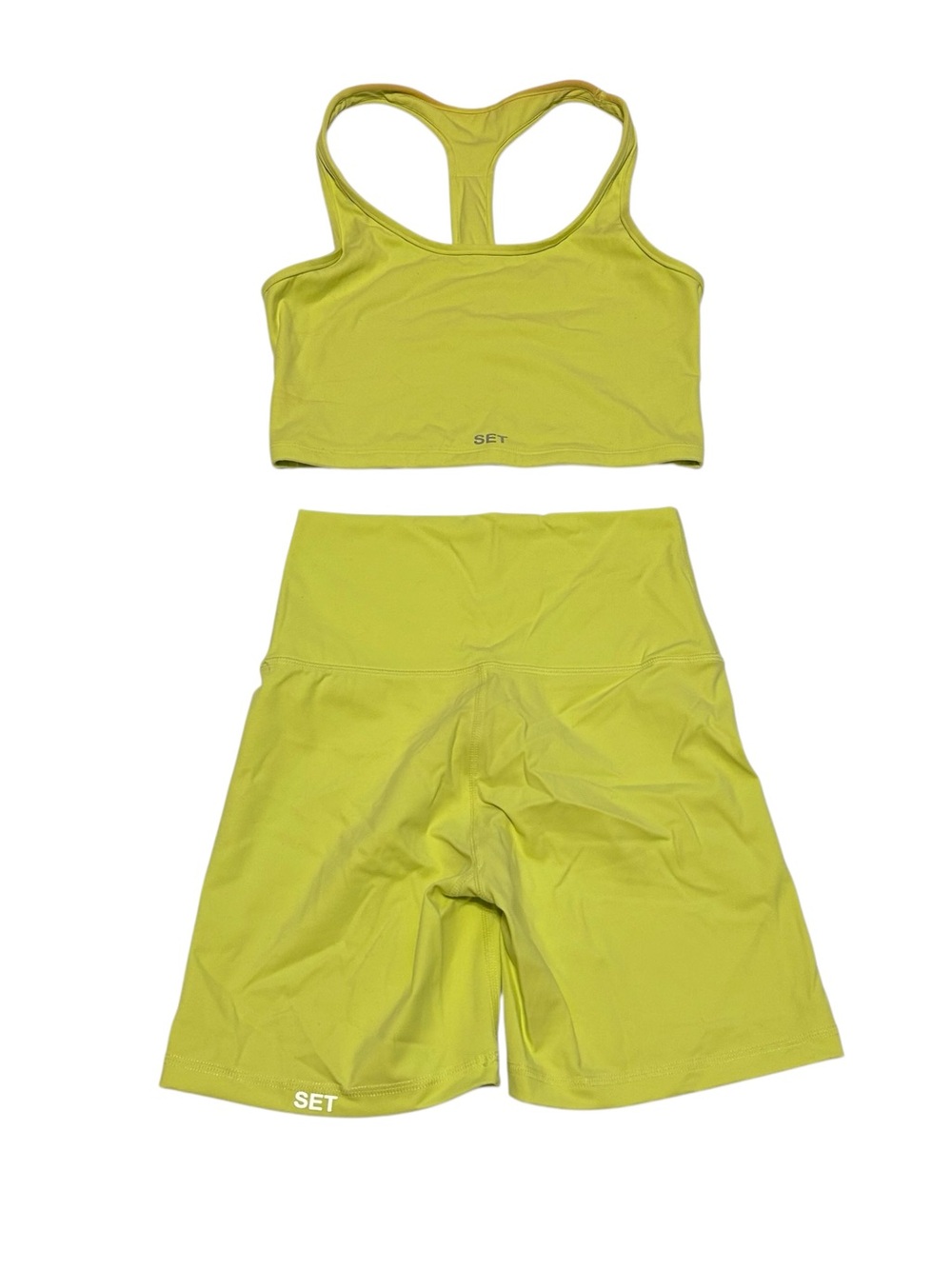 Bright Yellow Set Active SportBody Set Sports Bra Tank Top and Shorts Set
